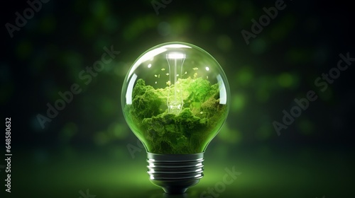 A light bulb with a green plant growing inside it