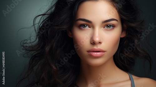 Beautiful young lady with clean and fresh skin. Treatment for the face. Close-up portrait of a cosmetologist, beauty and spa. Cosmetology, beauty, and spa services. Facial treatment