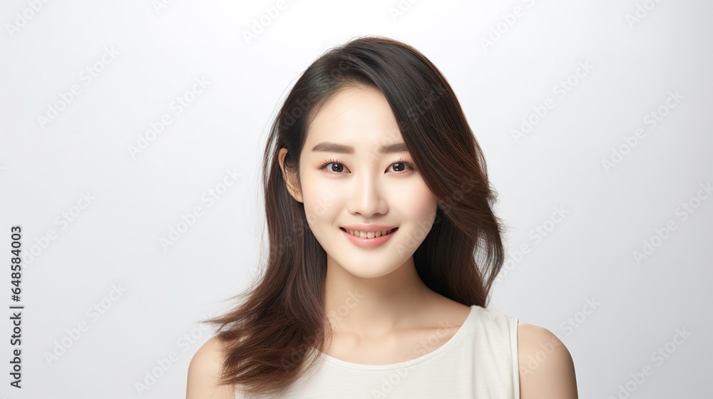 Asian woman with good skin concept lovely model with facial skincare. generative ai Asian woman with good skin concept lovely model with facial skincare. generative ai