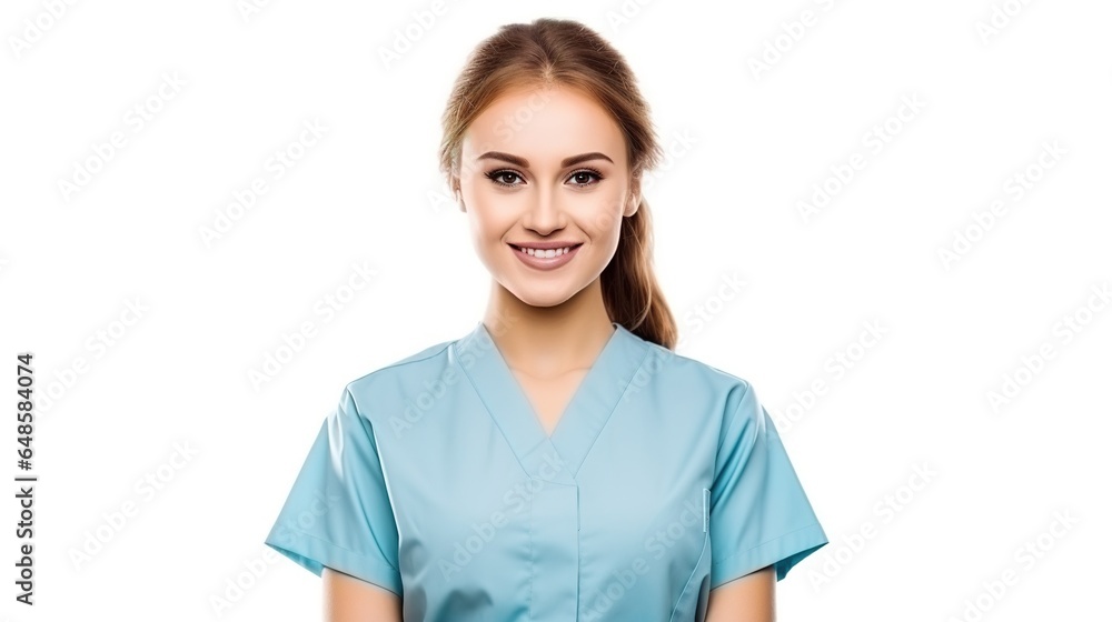 portrait of a female doctor on white isolated background,High quality. generative ai portrait of a female doctor on white isolated background,High quality. generative ai