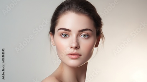 Beauty model healthy skin hand manicure nails touching clean skin woman cosmetic spa concept beautiful fresh clean female face. generative ai