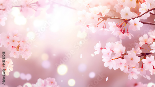 Enveloping background of lush cherry blossoms in full bloom.