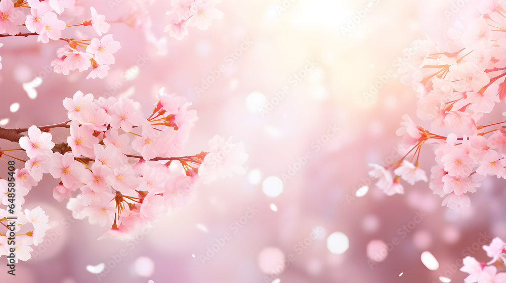 Enveloping background of lush cherry blossoms in full bloom.