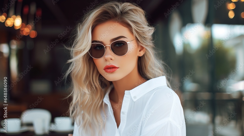 portrait of a beautiful woman in sunglasses. generative ai portrait of a beautiful woman in sunglasses. generative ai
