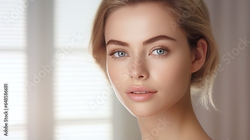 Beauty portrait of female face with natural skin. generative ai