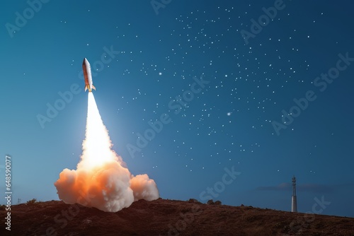 Rocket launch at night concept art
