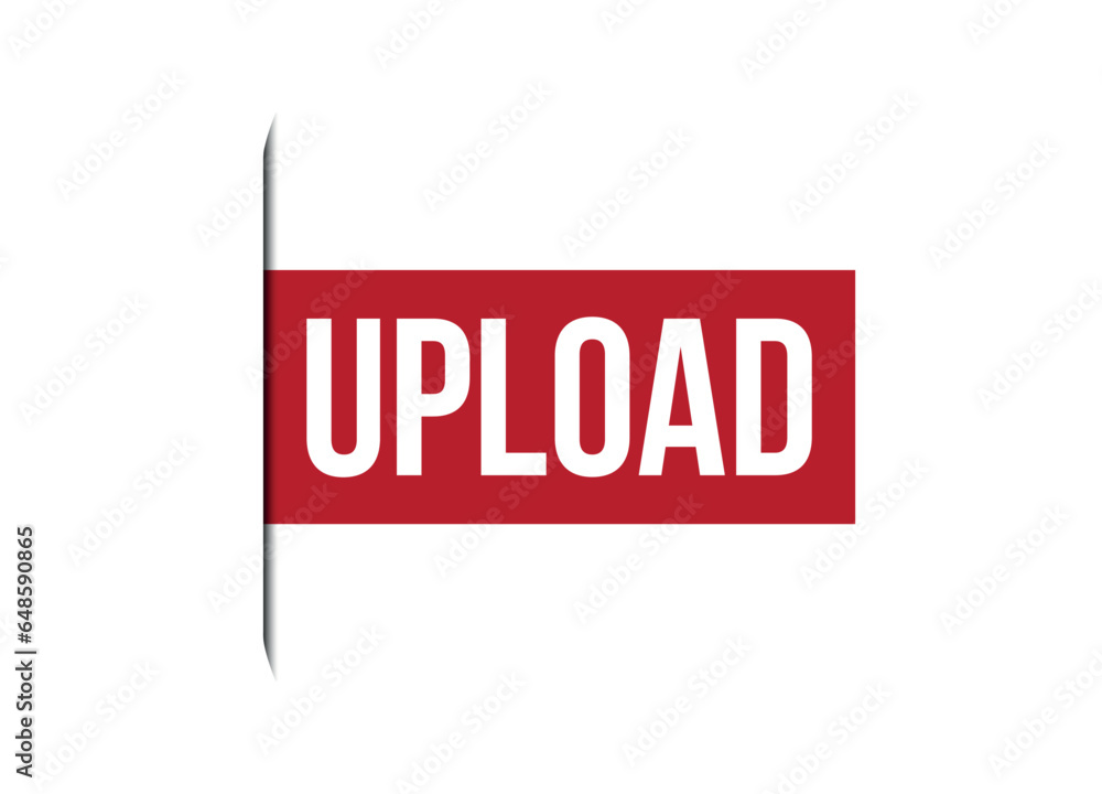 upload red vector banner illustration isolated on white background