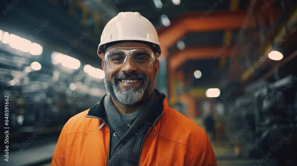portrait of american engineering worked in factory. generative ai portrait of american engineering worked in factory. generative ai