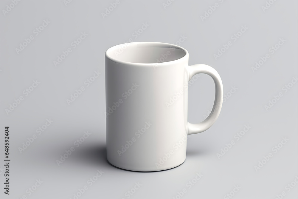 White mug mockup on gray background. 3d illustration. 3d rendering White mug mockup on gray background. 3d illustration. 3d rendering