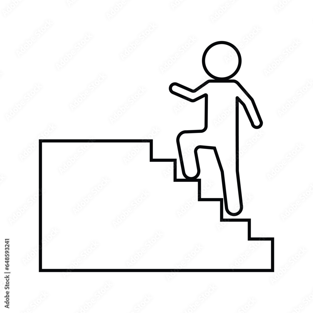 Walk upstairs editable stroke symbol on white background. Vector Illustration EPS 10. Walk upstairs editable stroke symbol on white background. Vector Illustration EPS 10.