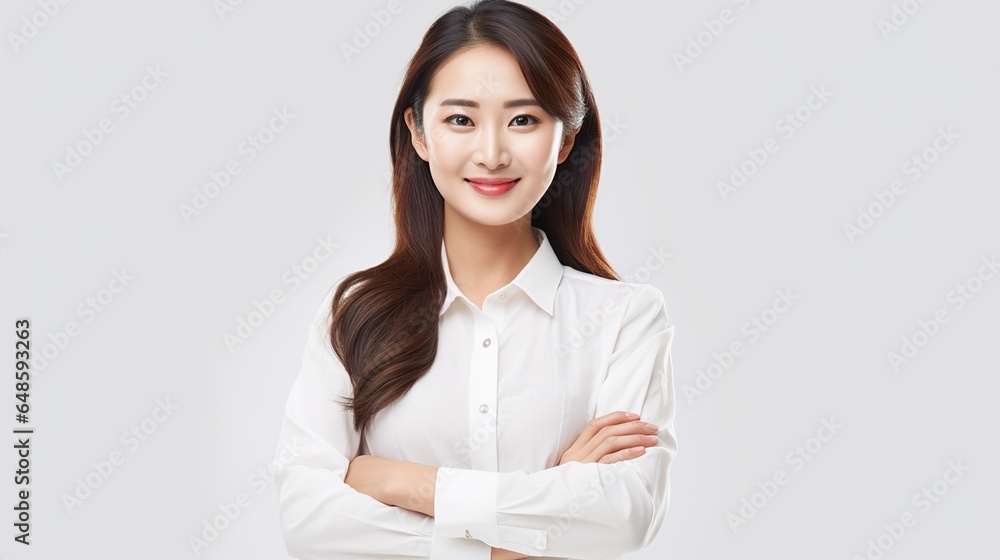 portrait of a asian business woman on white background. generative ai portrait of a asian business woman on white background. generative ai