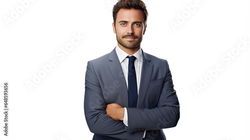 Handsome businessman on white background. generative ai
