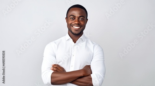 portrait of a american professional businessman on white studio background. generative ai photo