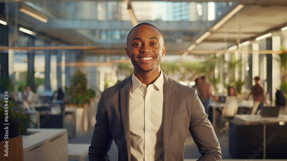 portrait of a professional man with arms crossed looking at camera. standing in office. generative ai portrait of a professional man with arms crossed looking at camera. standing in office. generative ai