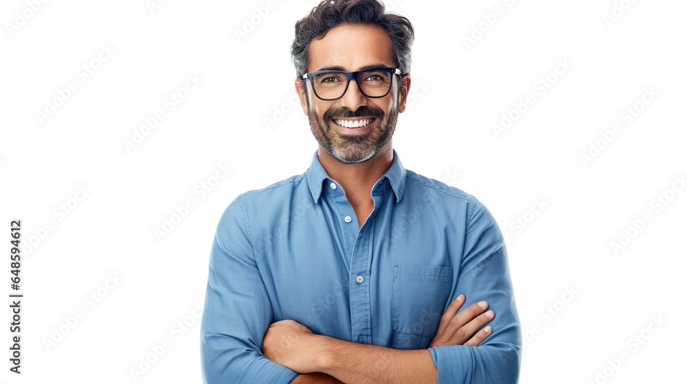 portrait of a man standing on white studio background. generative ai portrait of a man standing on white studio background. generative ai