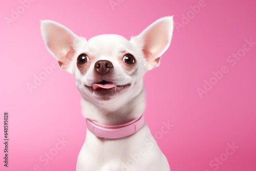cute little pet dog chihuahua headshot on studio photo shot on pink color background © VERTEX SPACE