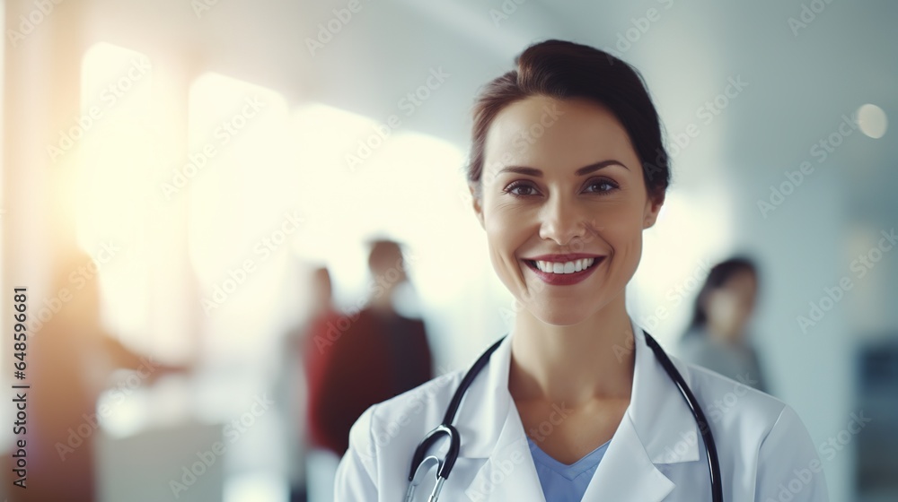 female doctor looking at the camera. generative ai female doctor looking at the camera. generative ai