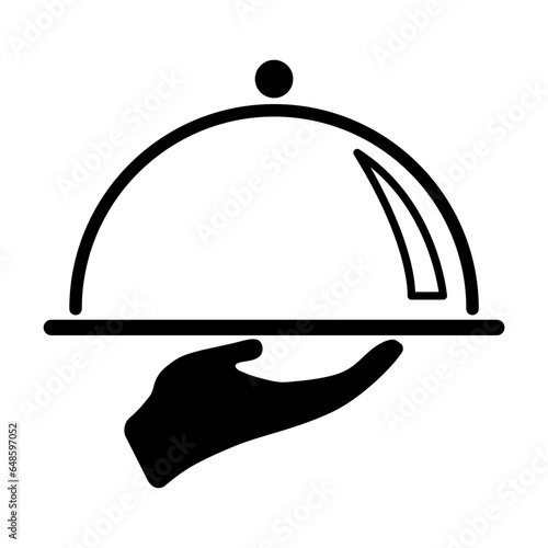 Waiter tray icon, dish menu restaurant web symbol, lunch design vector illustration