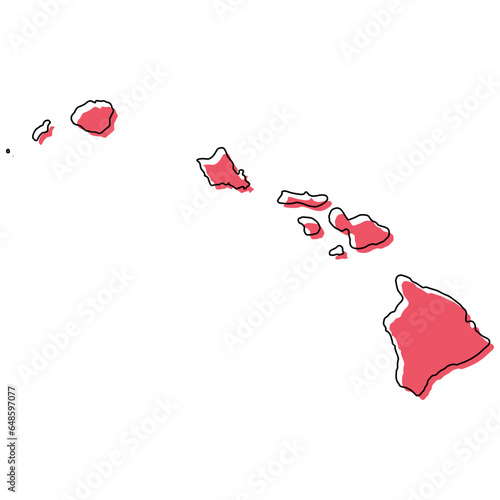 Hawaii map shape, united states of america. Flat concept icon symbol vector illustration