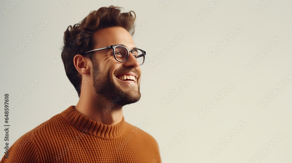 portrait of a man with sunglasses on white studio background. generative ai