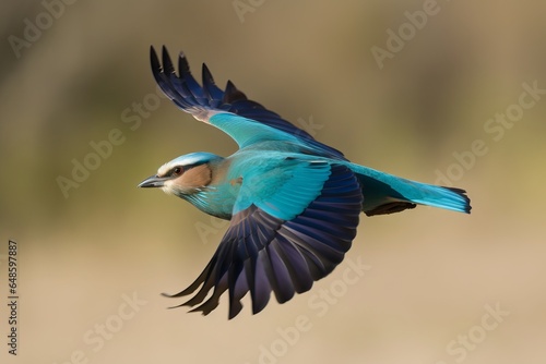 A majestic blue bird soaring through the sky