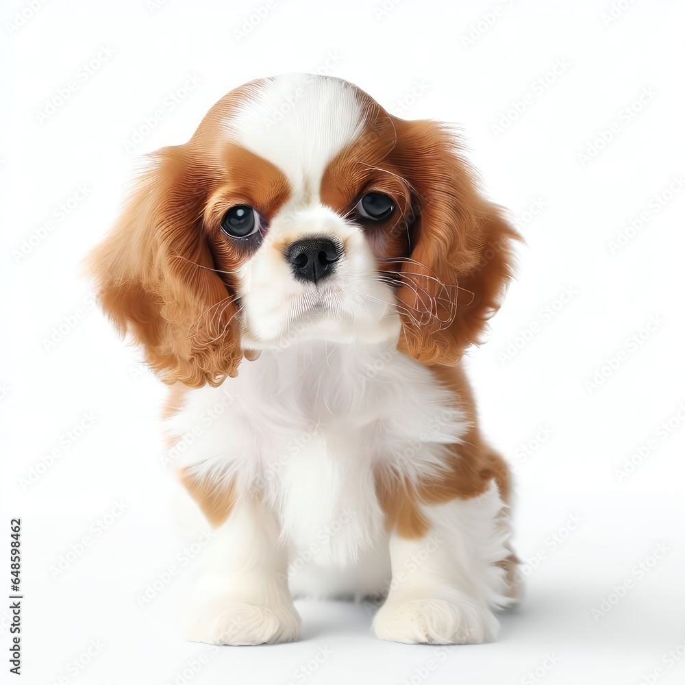 Playful Cavalier King Charles Spaniel Puppy, Generative AI