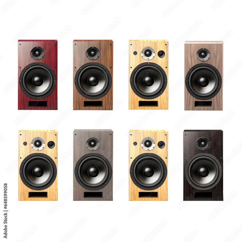 many audio speakers isolated on white many audio speakers isolated on white