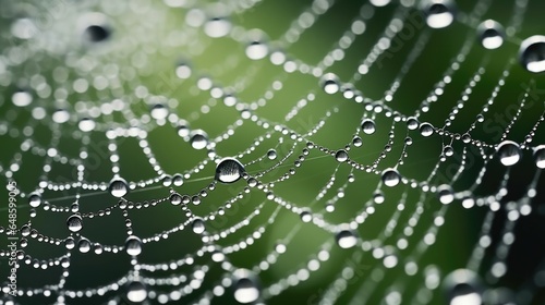 Glistening dewdrops on a spider's web texture background, capturing the intricate, delicate details of nature's artwork. Ideal for capturing the beauty of the natural world in photographic composition © Kanisorn