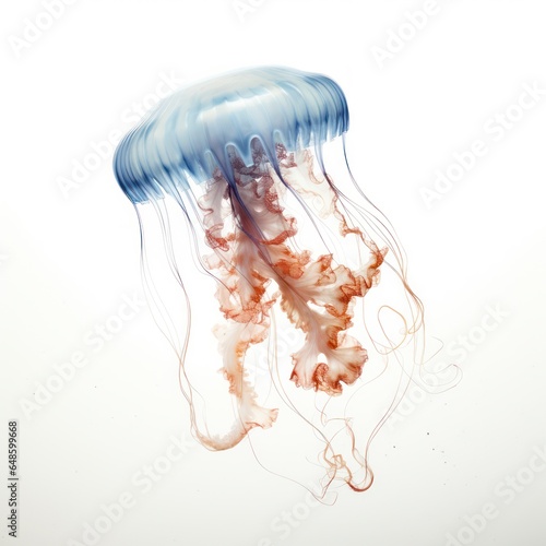 Double exposure of a jellyfish isolated white background