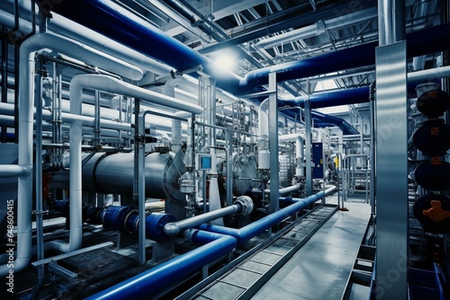 Desalination plant: reverse osmosis equipment. Generative AI