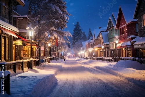 Winter scenery of downtown Breckenridge, Colorado, United States. Generative AI