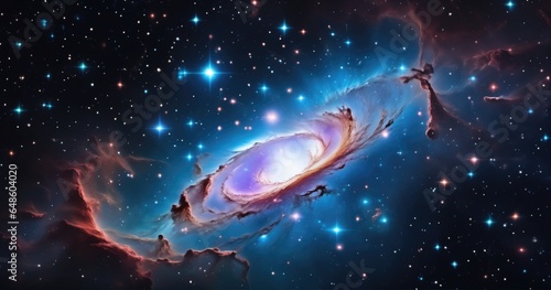 Cosmic Spiral Galaxy Illustration. Great for space-themed merchandise and products, igniting curiosity and fascination about the cosmos.. © Quardia Inc.