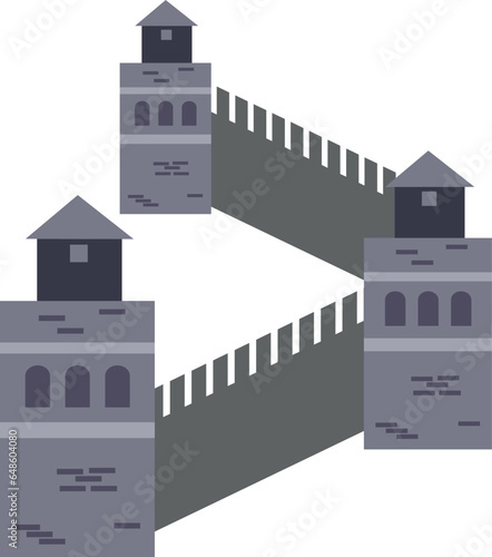 Simple colorful flat drawing of the Chinese historical landmark monument of the GREAT WALL OF CHINA, BEIJING