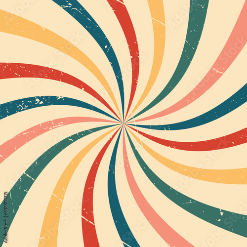 Canvas Print Groovy retro swirl sun burst vintage banner background vector