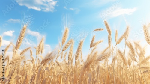 A beautiful wheat field under a clear blue sky