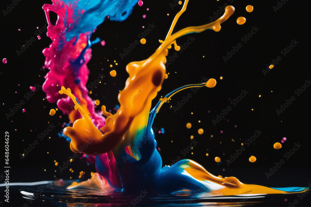 Vivid Colorful Ink Burst, Dynamic Splash in Water, Artistic Chemistry, Modern Decoration..