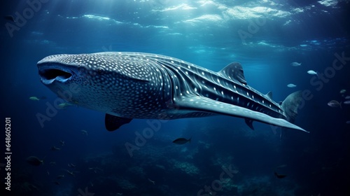 the world's largest fish, a whale shark, swimming in the water © Pretty Panda