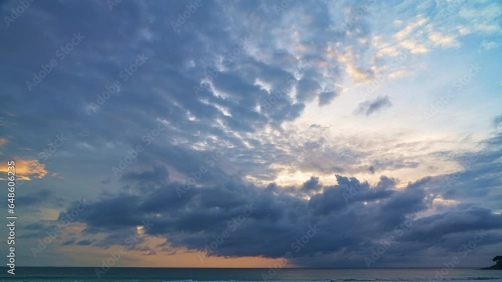 .Time lapse clouds float above the sea at sunset. The clouds, illuminated by the setting sun, .create a beautiful and serene atmosphere. .The beauty of the moment takes your breath away.. .Time lapse clouds float above the sea at sunset. The clouds, illuminated by the setting sun, .create a beautiful and serene atmosphere. .The beauty of the moment takes your breath away..