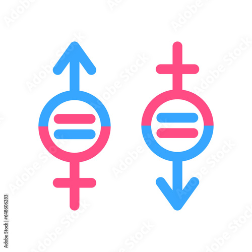 Gender equality concept. Unity of male and female. Man and woman are sex symbols.