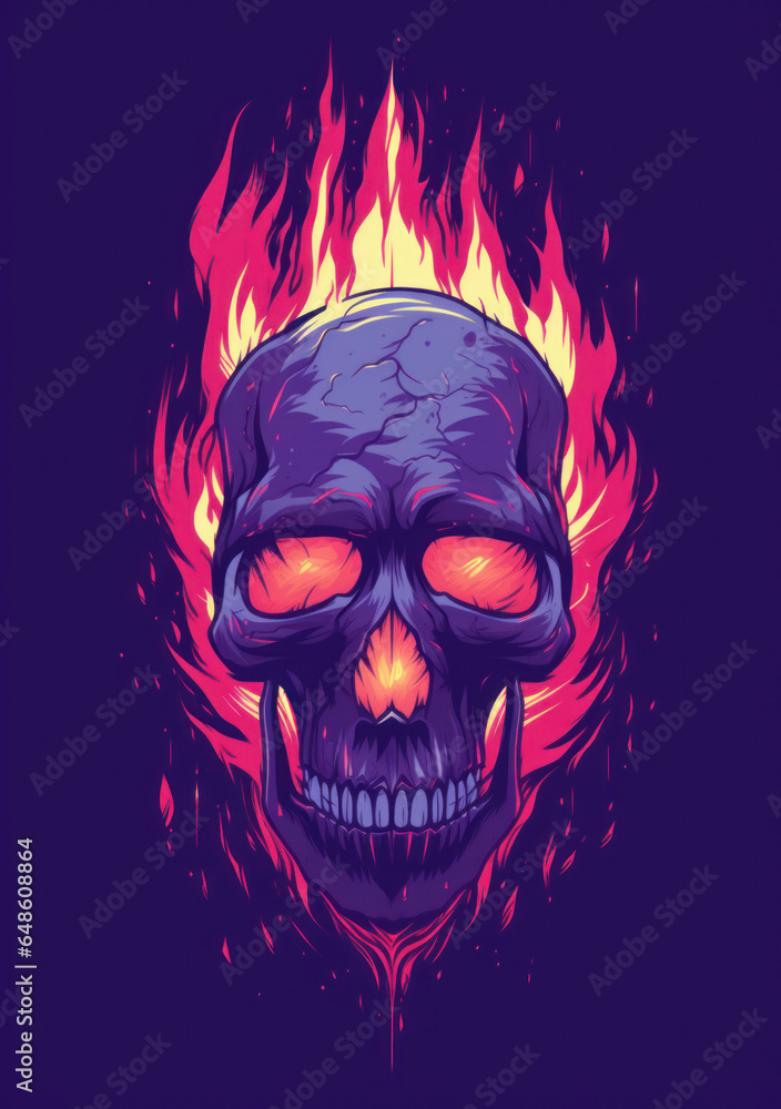 Vibrant flaming skull Vibrant flaming skull