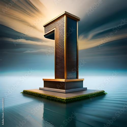 3d render of a number one generating by AI technology