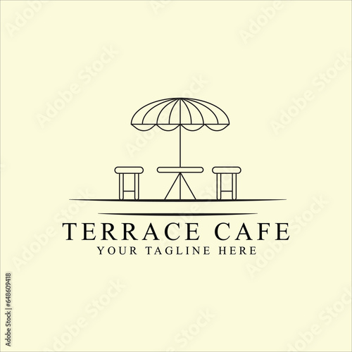 cafe terrace logo line art graphic design icon template simple minimalist vector illustration