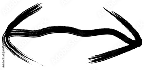 double-sided arrow in brush stroke, arrow in both directions Brush Stroke Element in ink.