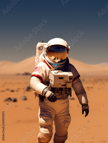 Portrait of spaceman or astronaut on the surface of moon © May