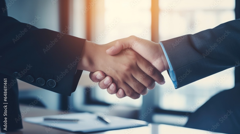 shaking hands and thank you handshake of a corporate worker in a office. Business deal, partnership and we are hiring gesture with a female hr manager ready for onboarding welcome with trust shaking hands and thank you handshake of a corporate worker in a office. Business deal, partnership and we are hiring gesture with a female hr manager ready for onboarding welcome with trust