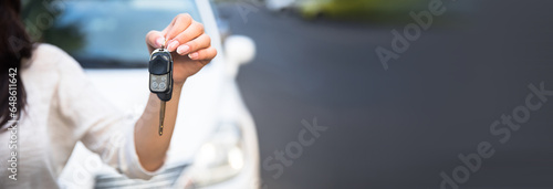 woman hand car key