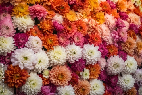 A colorful arrangement of flowers adorning a wall