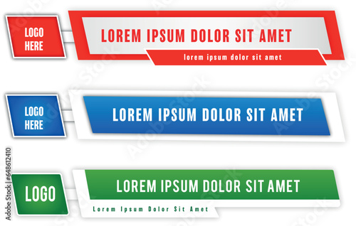  simple geometric lower third banner template design. Colorful lower thirds set template vector. sport, news
