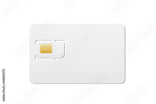 Card with different sizes SIM cards. White SIM, micro and nano cards with gold chip for mobile phone. Vector gsm simcards 3d design isolated on white background