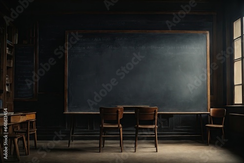 Black blackboard for classroom of school. ai generative photo